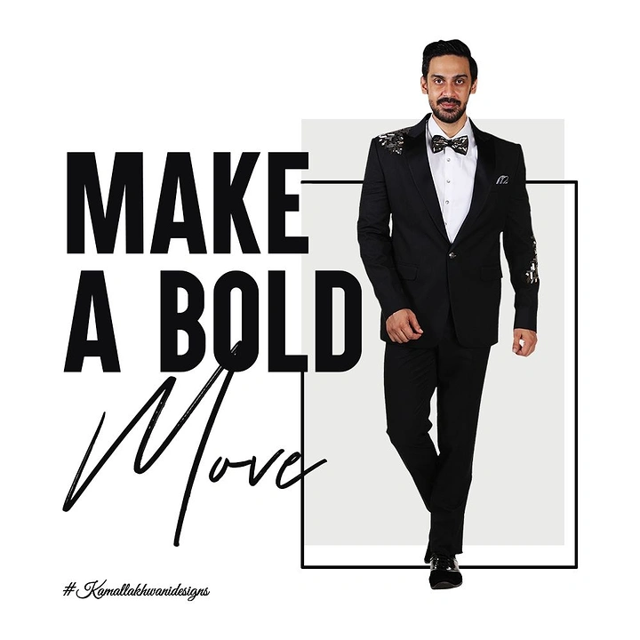 Men's Suits & Formal Wear creative ad: Bold move typography-fashion pairing