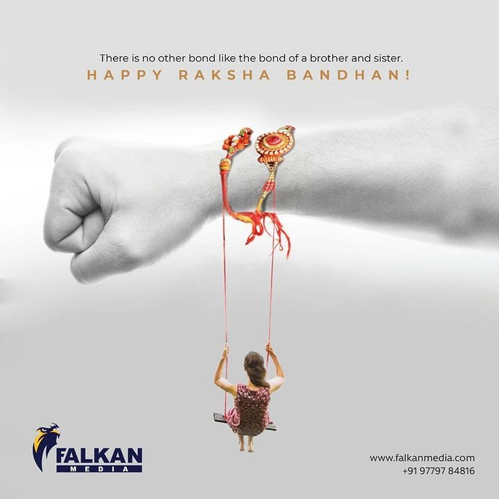 Raksha Bandhan creative ad: Brother's fist holds rakhi swing for sister
