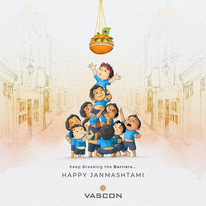 Janmashtami creative ad: Kids pyramid: Keep Breaking the Barriers