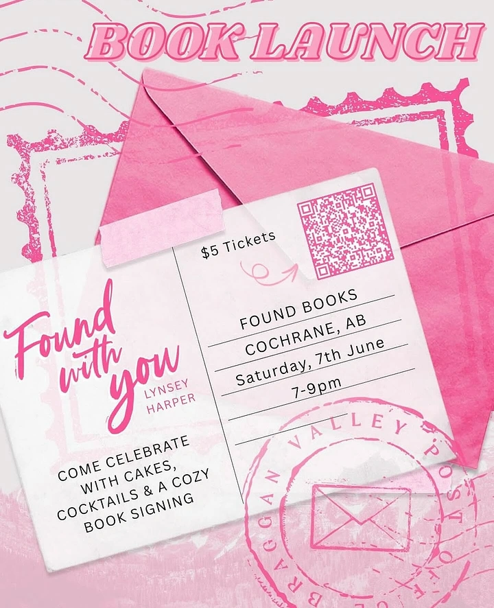 Bookstores creative ad: Book launch invite styled as postcard