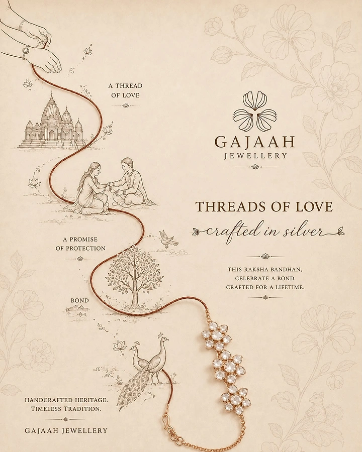 Raksha Bandhan creative ad: Sketched thread story ending in silver rakhi