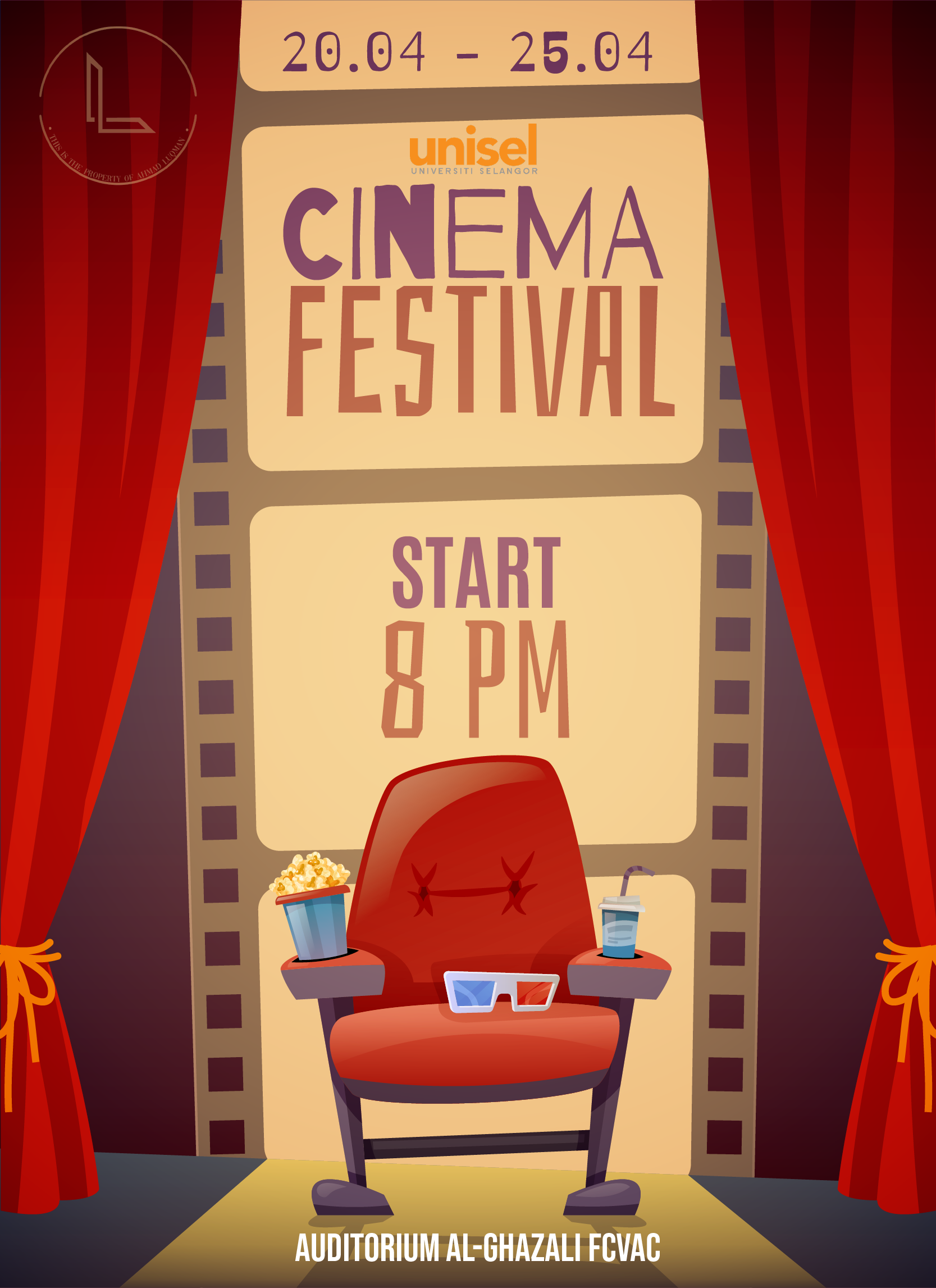 Instagram post: Cinema seat framed as film strip stage