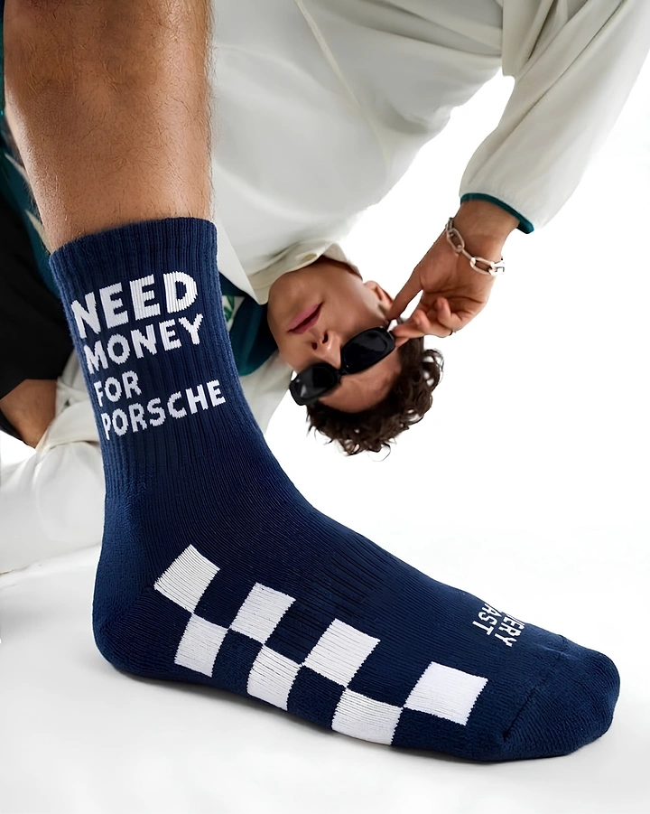 Socks Brands creative ad: Witty Porsche-fund copy drives fashion image