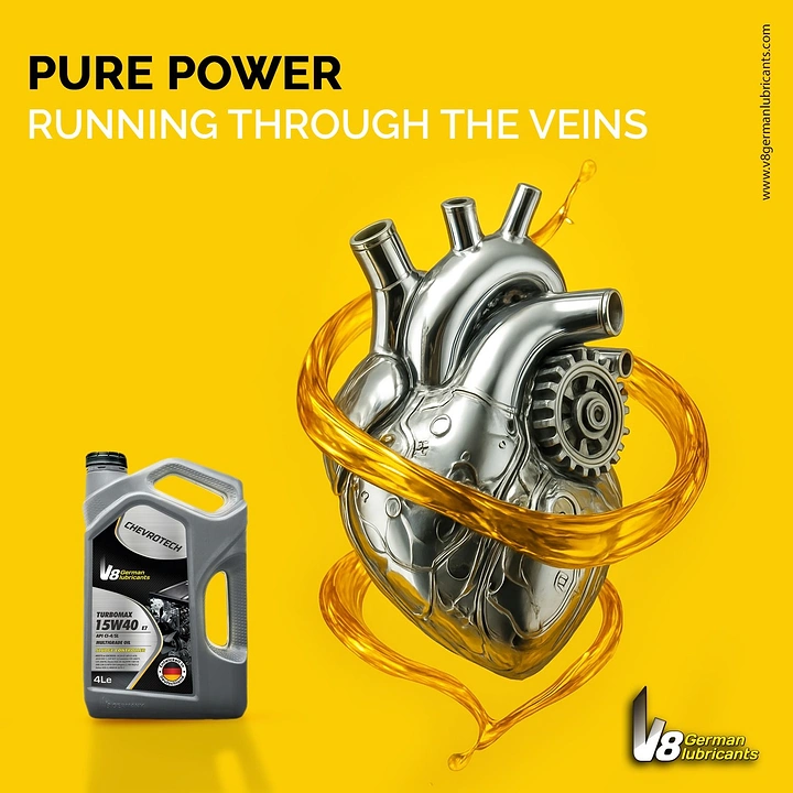 Engine Oil & Lubricants creative ad: Oil becomes power flowing through mechanical veins