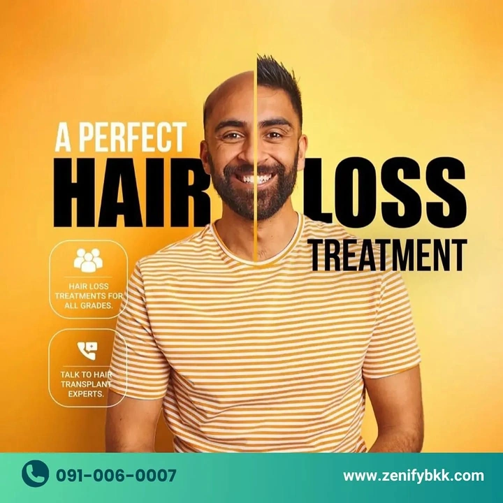 Hair Transplant & Hair Clinics creative ad: Half-bald face split into headline