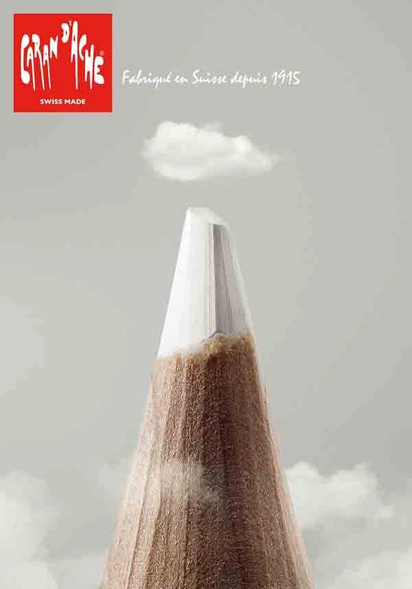 Pens & Writing Instruments creative ad: Pencil tip transformed into mountain