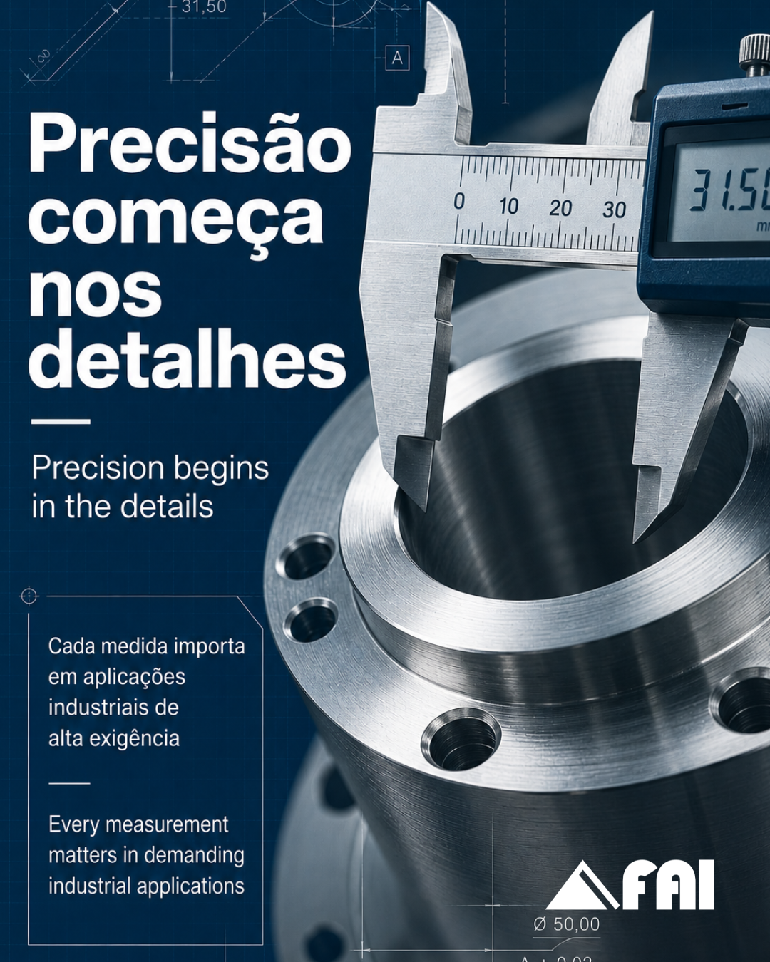 Instagram post: Digital caliper measuring a machined steel flange