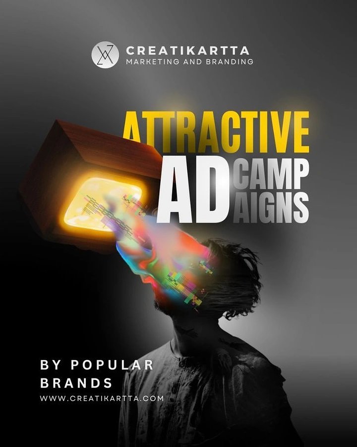Agency creative ad: Projector head bursting colorful ideas