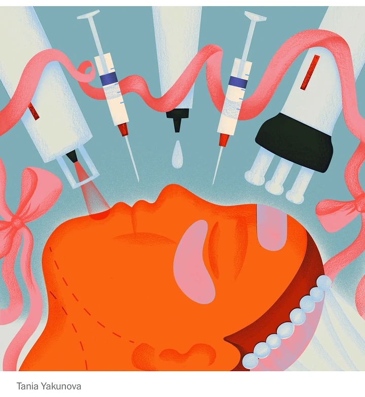 Plastic Surgery Clinics creative ad: Playful illustrated injectable beauty metaphor
