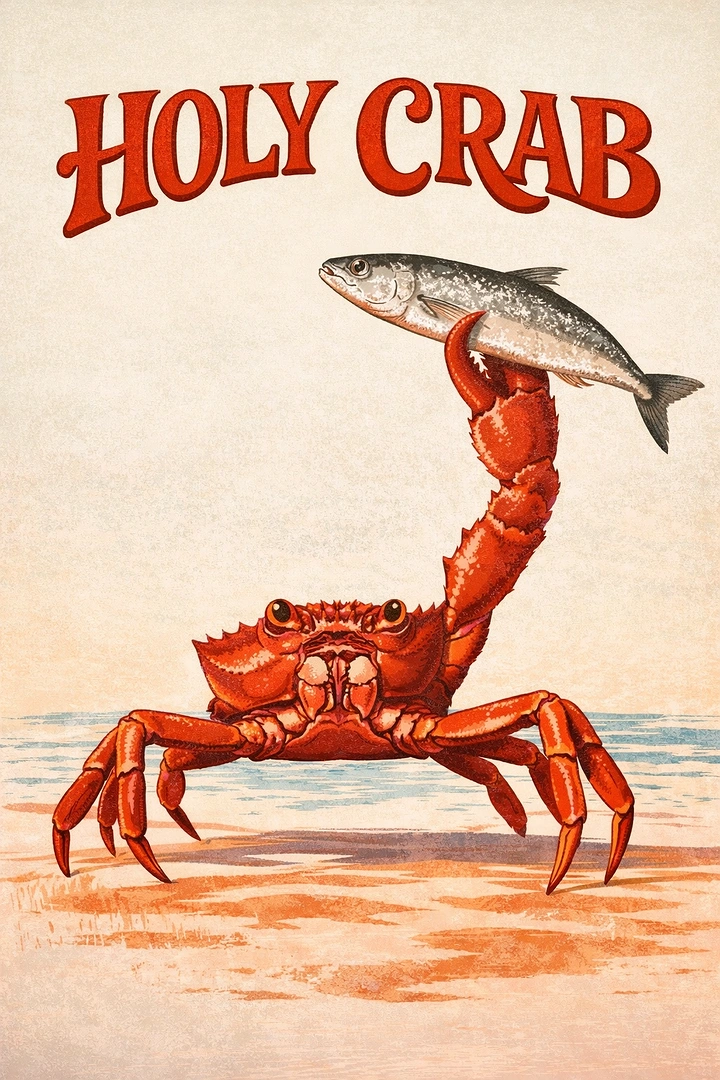 Seafood Restaurants creative ad: Holy Crab pun drives memorable crab illustration