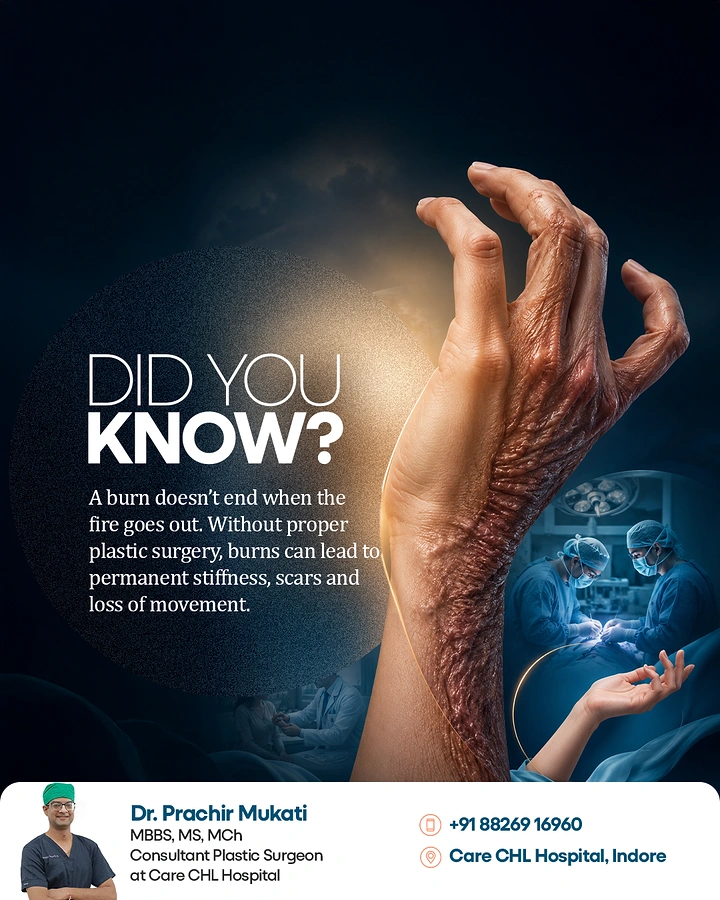 Plastic Surgery Clinics creative ad: Burn injury visual metaphor for surgery
