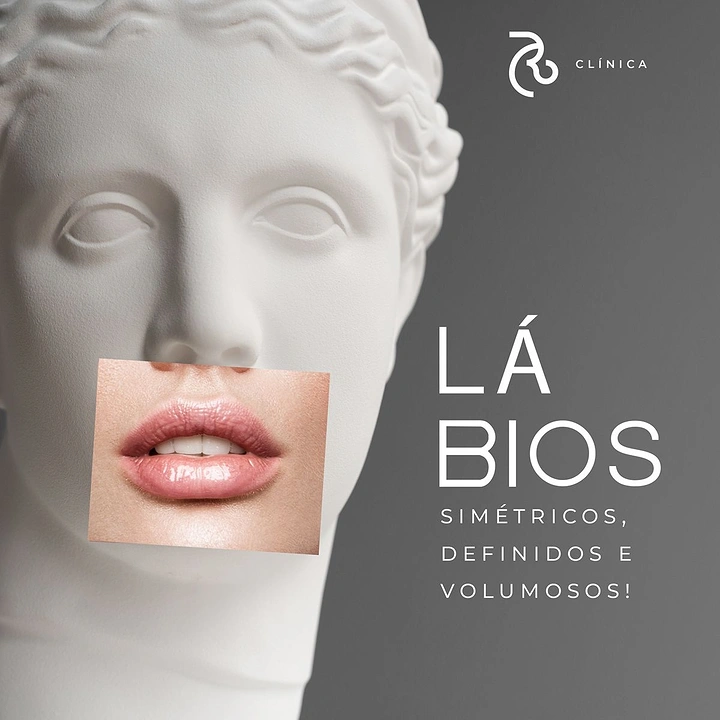 Plastic Surgery Clinics creative ad: Statue and lips symmetry metaphor