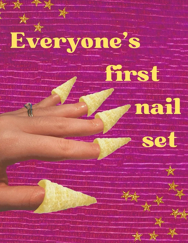 Nail Salons creative ad: Bugles snack cones as first nail set