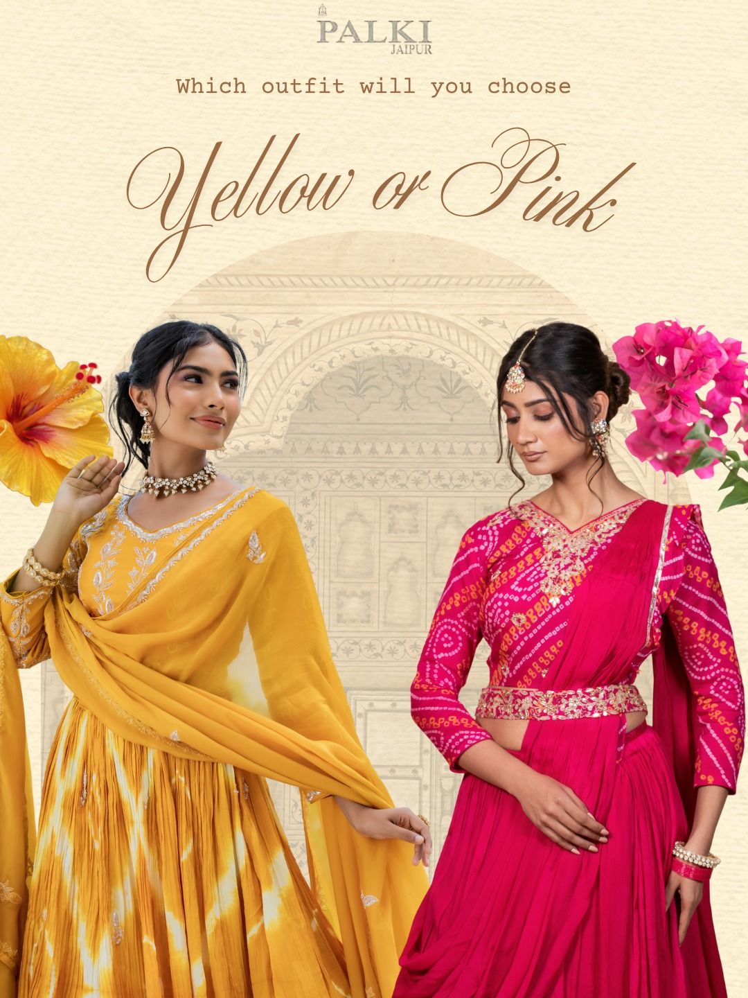 Instagram post: 'Yellow or Pink' choice poll concept