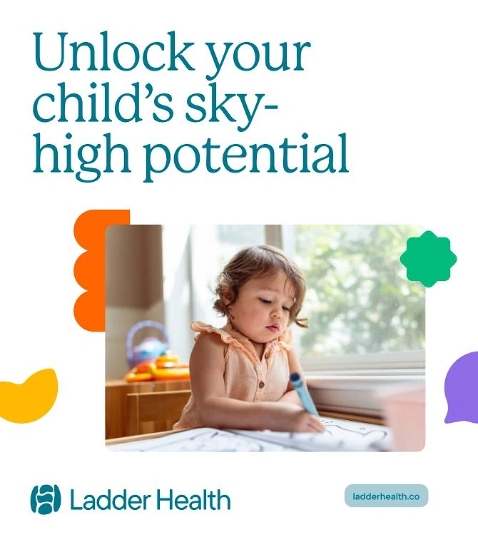 Pediatricians & Children's Clinics creative ad: Sky-high potential metaphor with child learning