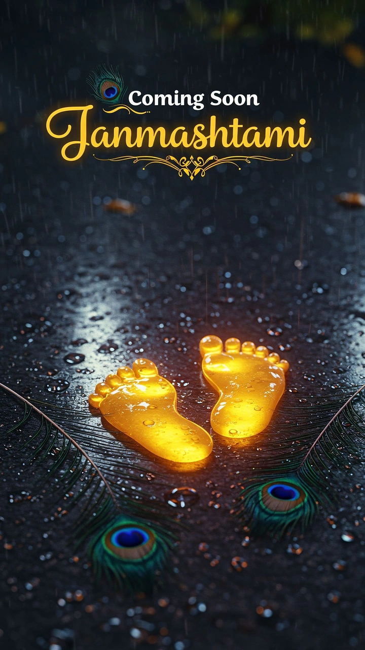 Janmashtami creative ad: Glowing footprints in rain, arrival teaser