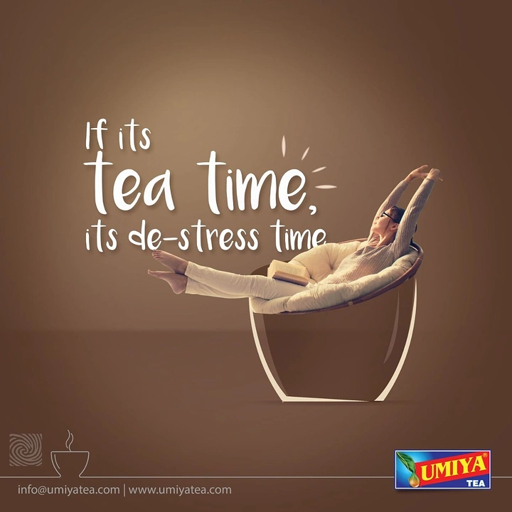 Tea & Chai Brands creative ad: Man lounging inside cup, de-stress