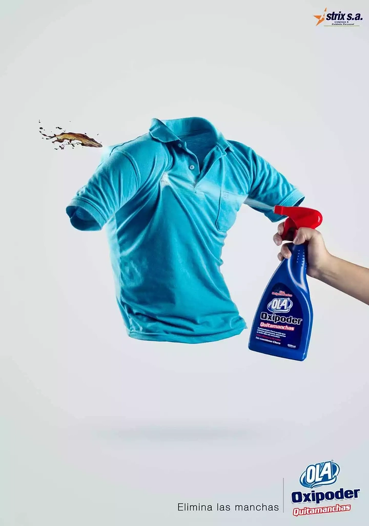 Laundry & Dry Cleaning creative ad: Stain sprayed off shirt like a bug