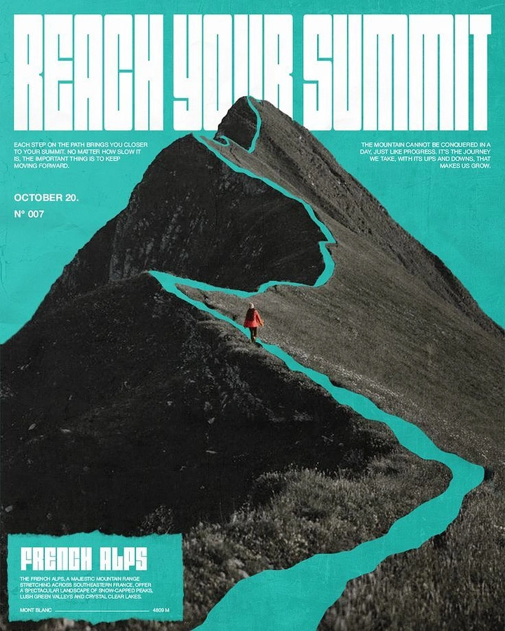 Adventure Sports & Trekking creative ad: Graphic route turns summit into artwork