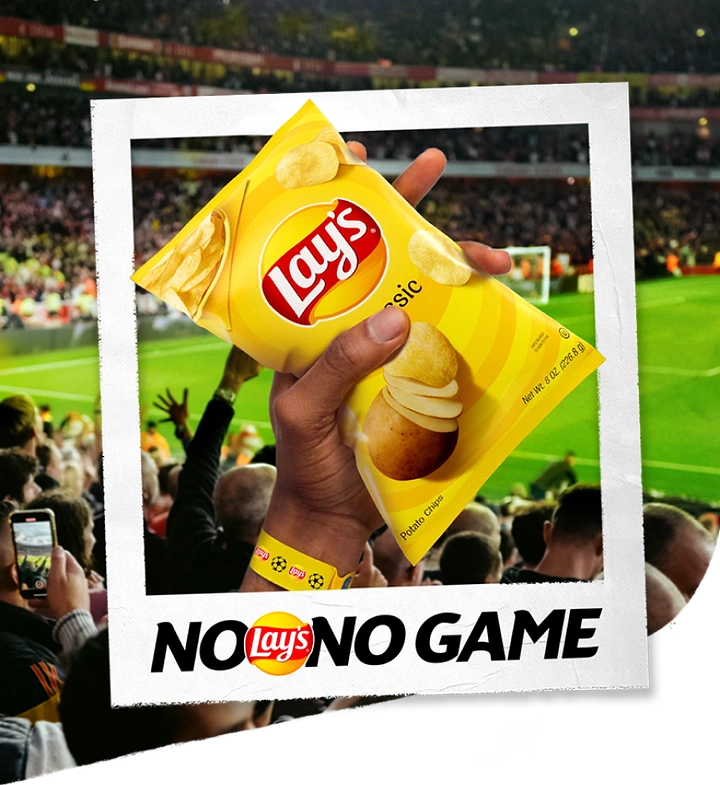 Snacks & Namkeen Brands creative ad: 'No Lay's No Game' polaroid stadium idea