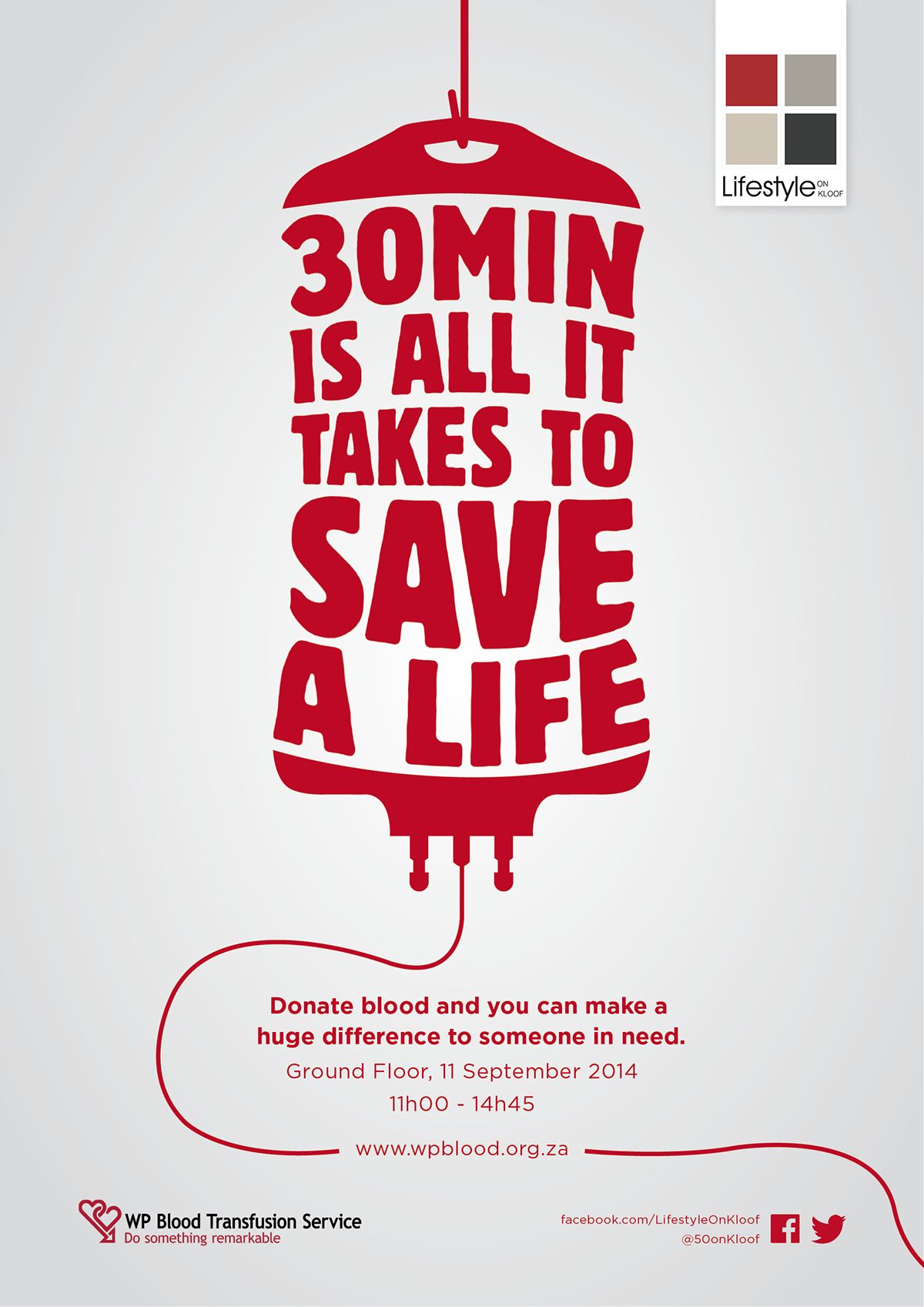 Poster: Typography shaped into a blood bag