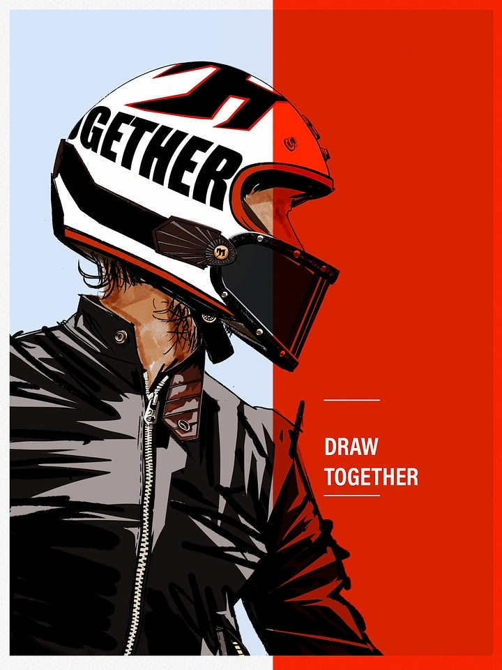 Helmets & Riding Gear creative ad: Illustrated helmet portrait with draw-together pun