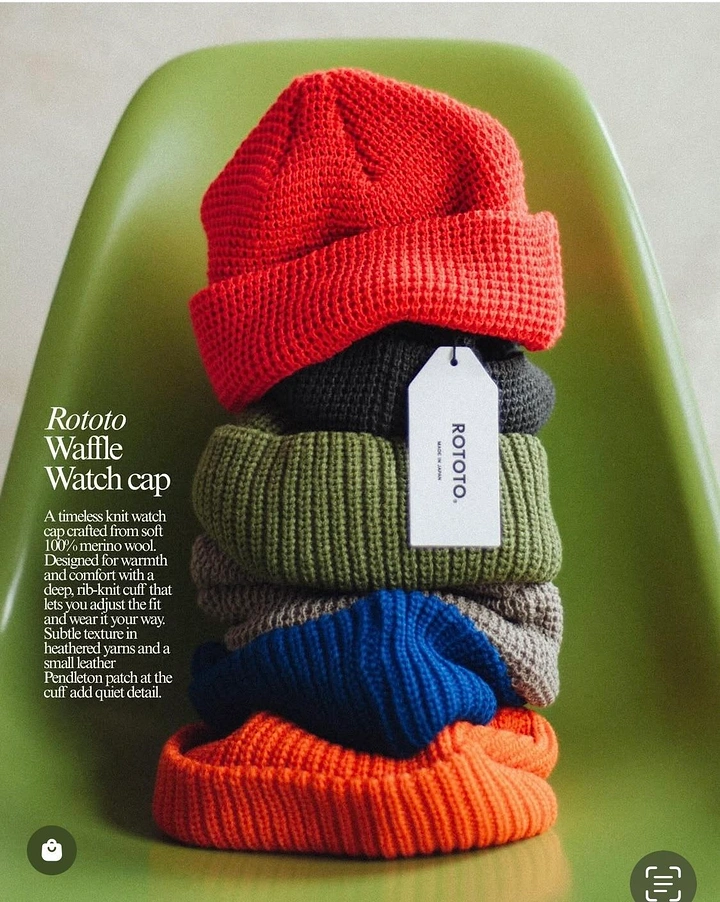 Hats & Caps creative ad: Waffle caps form colorful tower