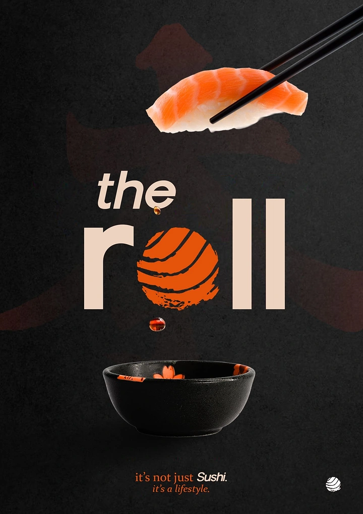 Sushi & Japanese Restaurants creative ad: Roll wordplay with salmon forming the letter