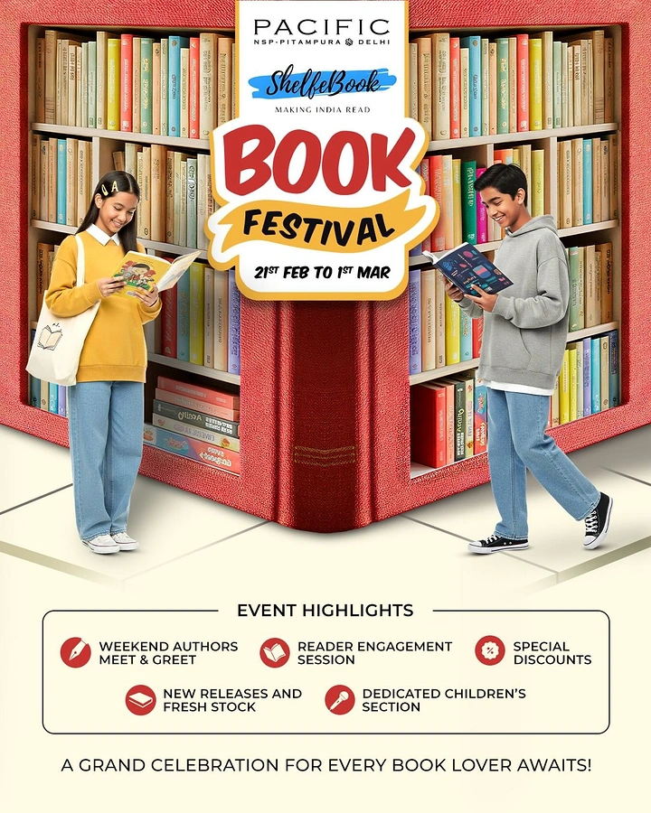 Bookstores creative ad: Giant open book turned into bookshelf