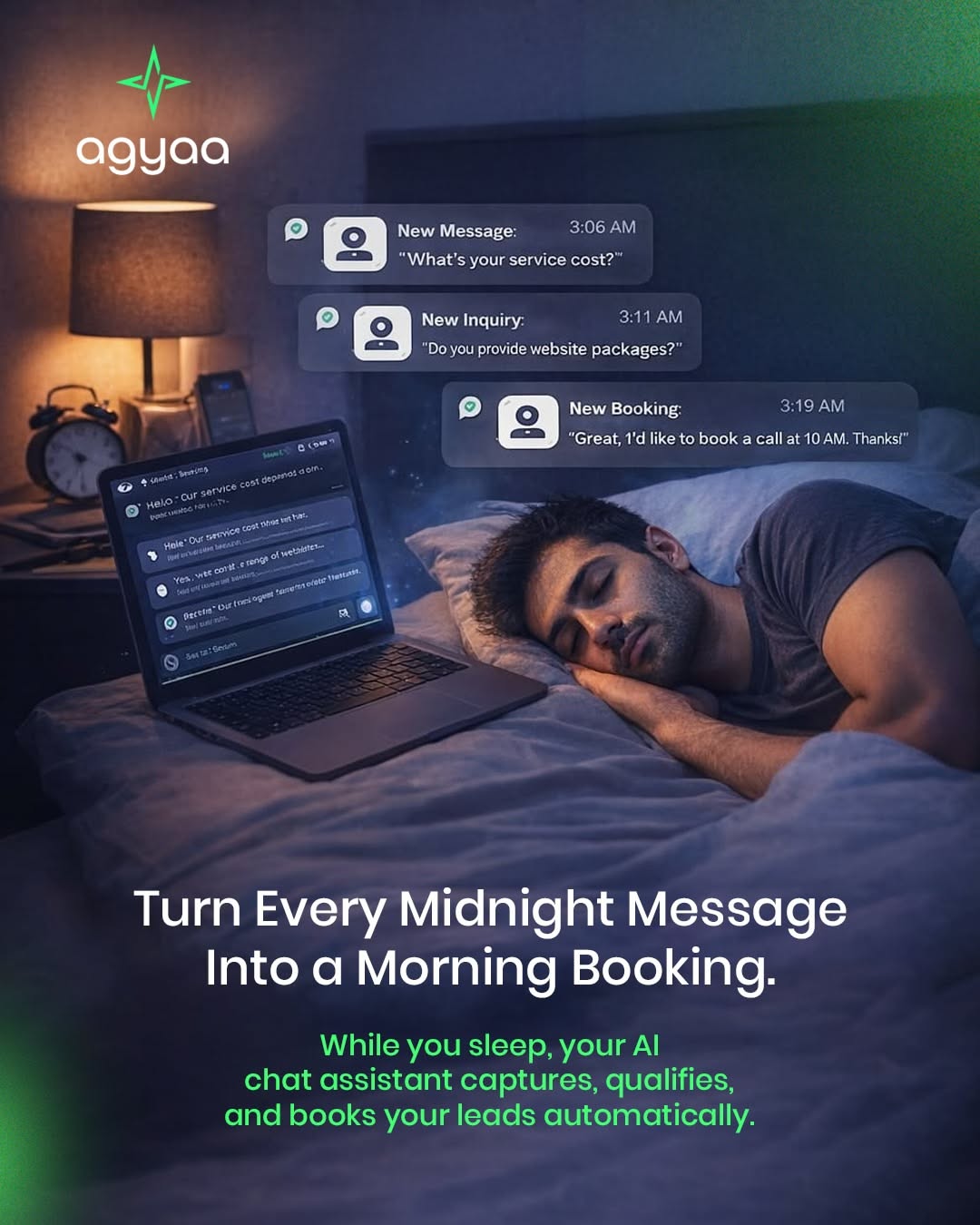 Instagram post: Sleep-to-booking automation is a strong metaphor