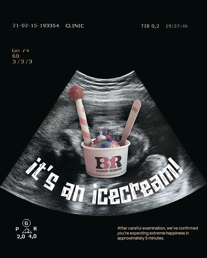 Sweet Shop creative ad: Ice cream cup inside an ultrasound scan
