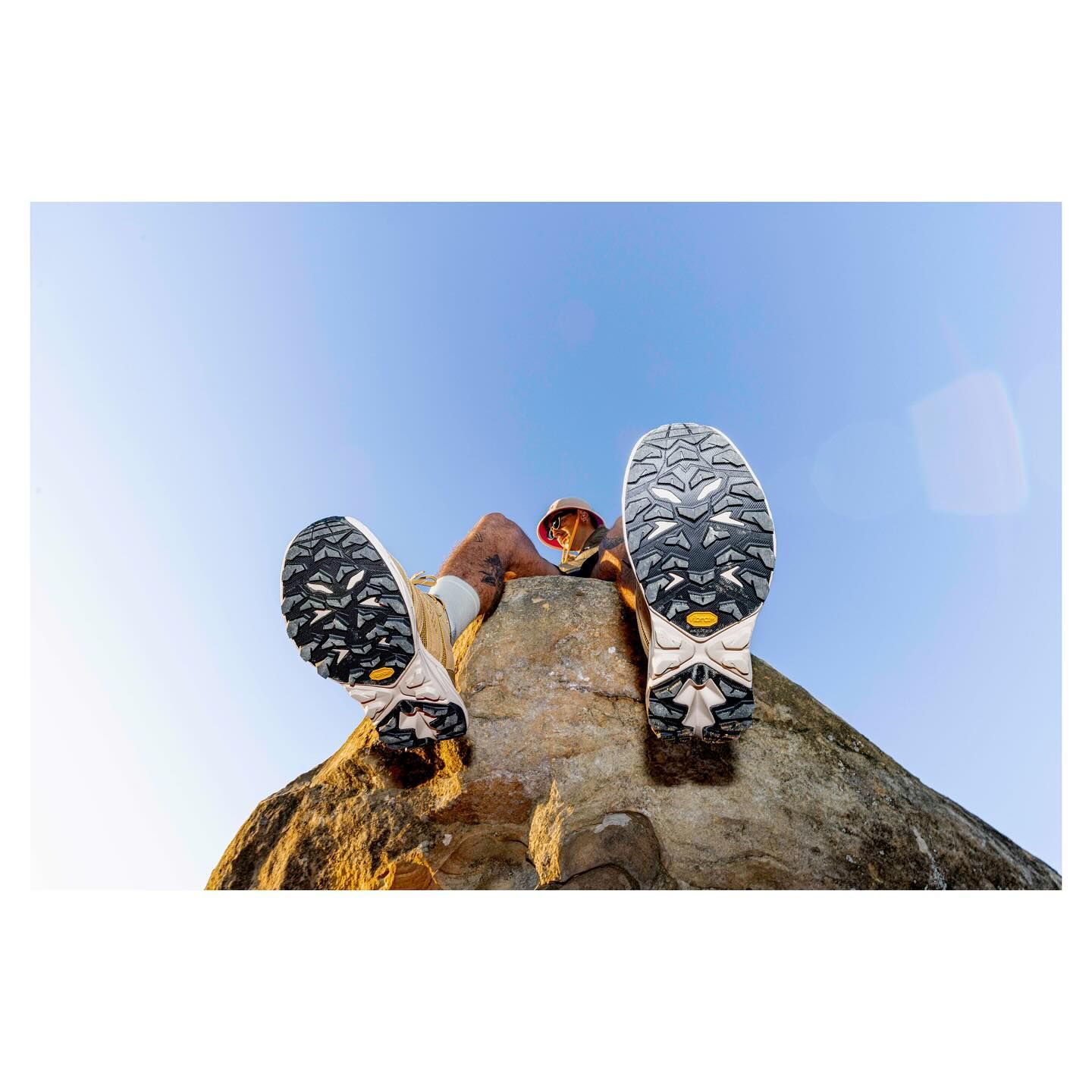 Instagram post: Unexpected soles-first climbing perspective