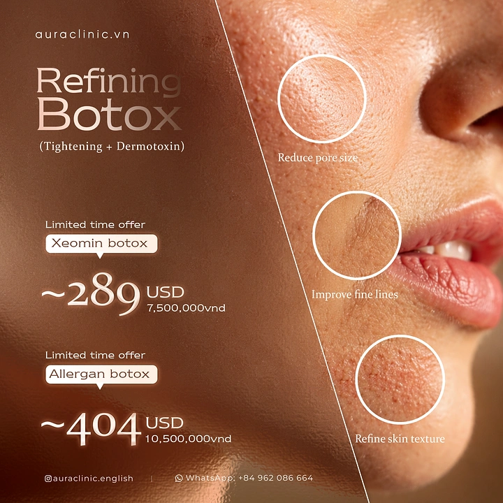 Skin & Cosmetic Clinics creative ad: Magnified skin circles show botox benefits