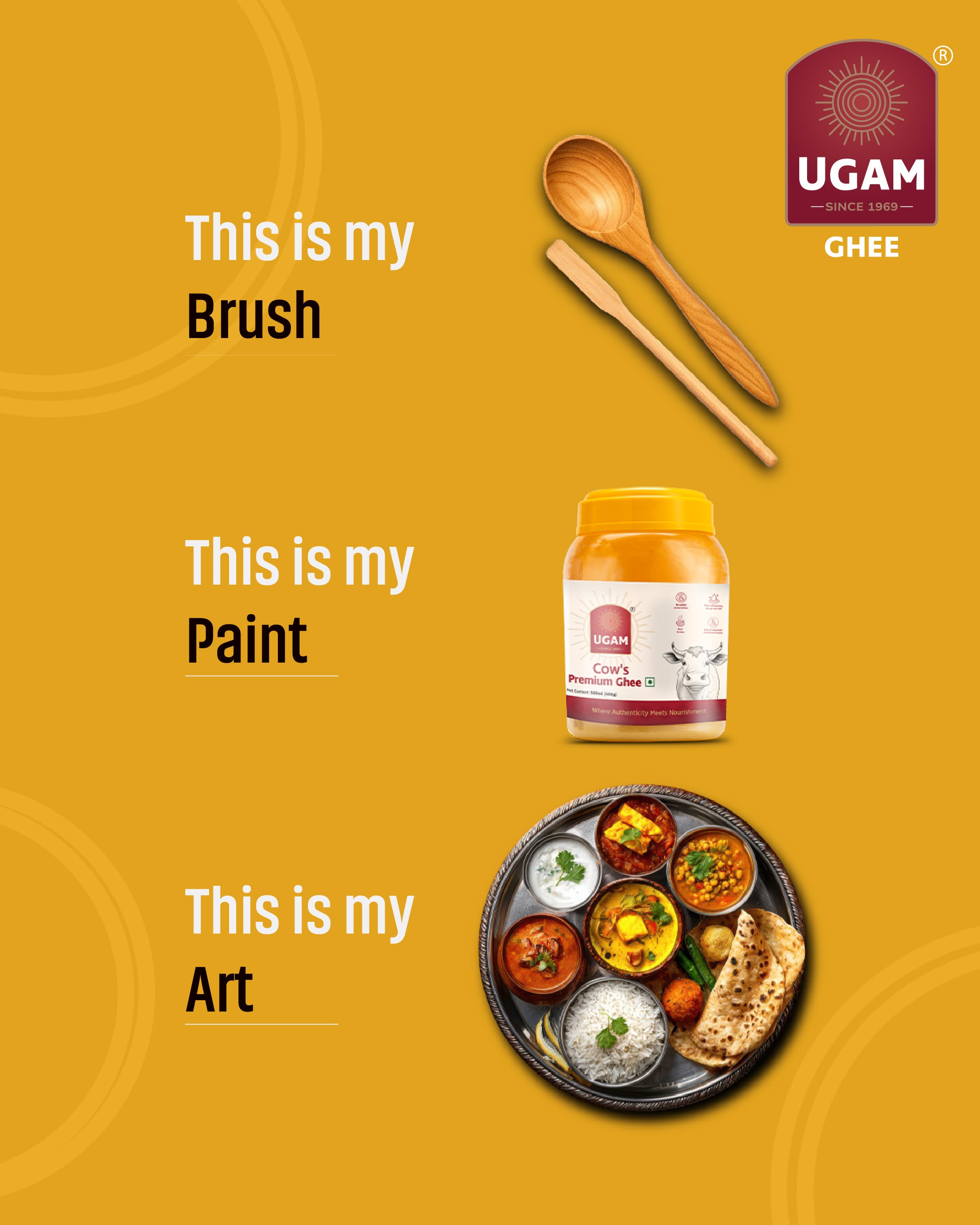 Instagram post: Spoon brush, ghee paint, thali art