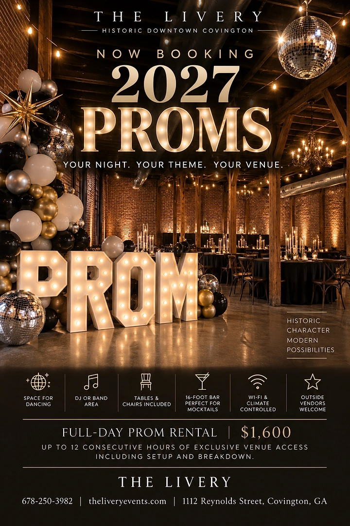 Banquet Halls & Venues creative ad: Marquee PROM letters inside venue