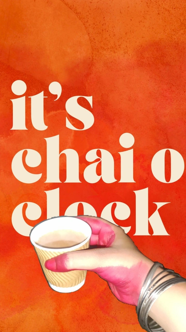 Tea & Chai Brands creative ad: Bold type, hand cup breaks letters