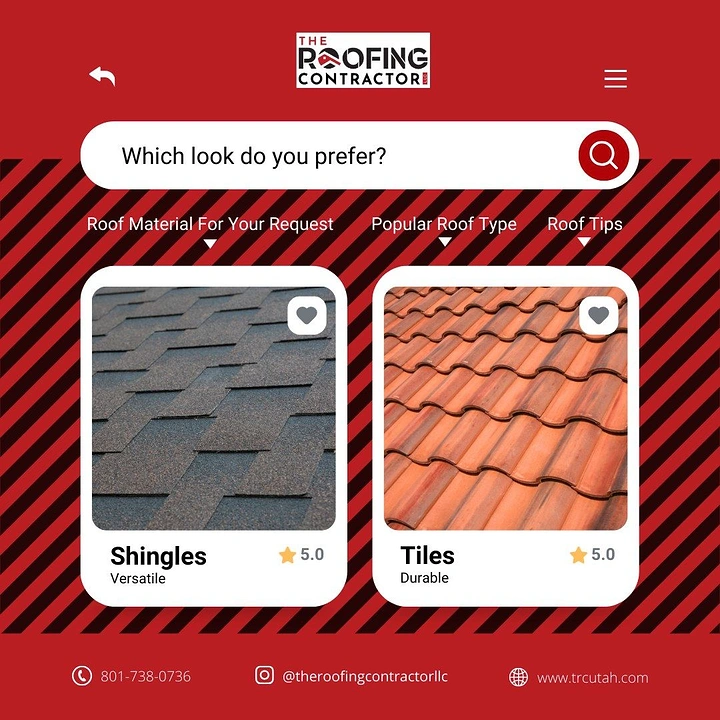 Roofing creative ad: Roof materials styled as shopping app search