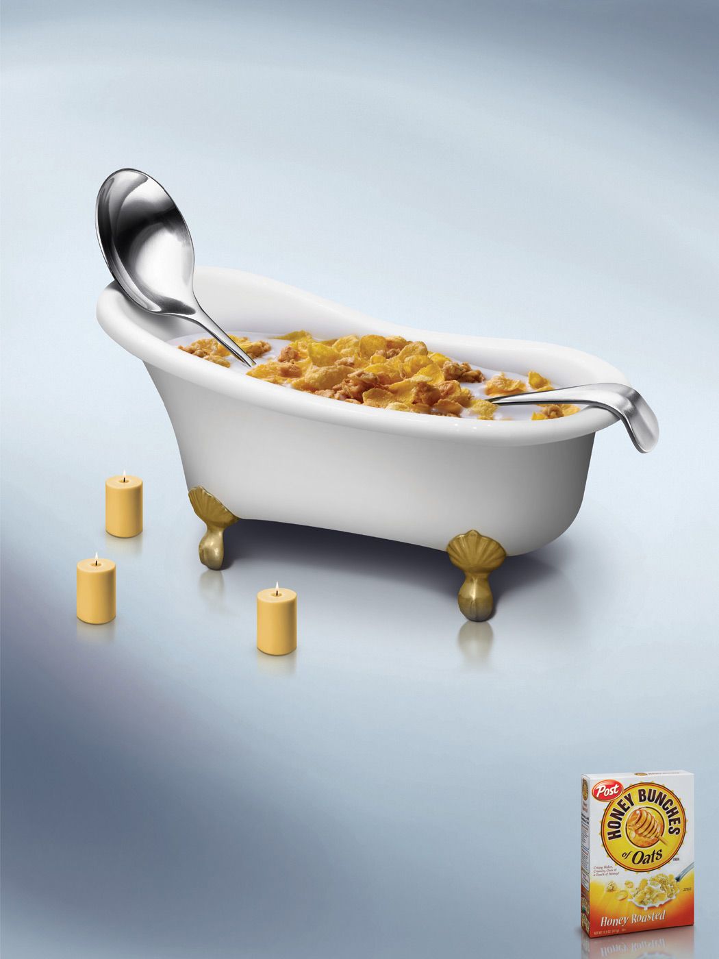 Instagram post: Surreal bathtub cereal composition