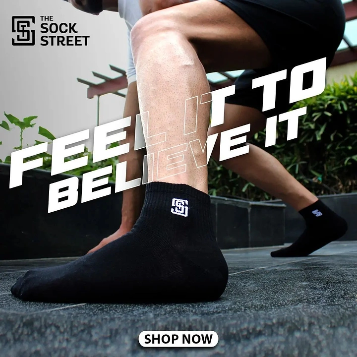 Socks Brands creative ad: Sport setting supports witty copy