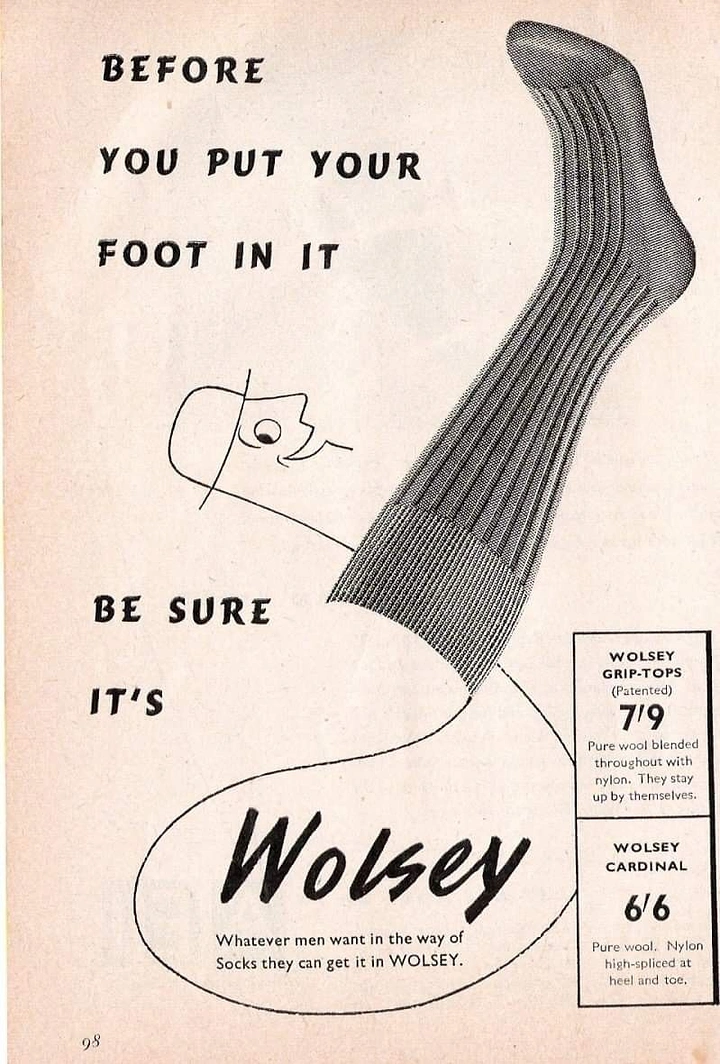 Socks Brands creative ad: Witty foot-in-it copy and illustration