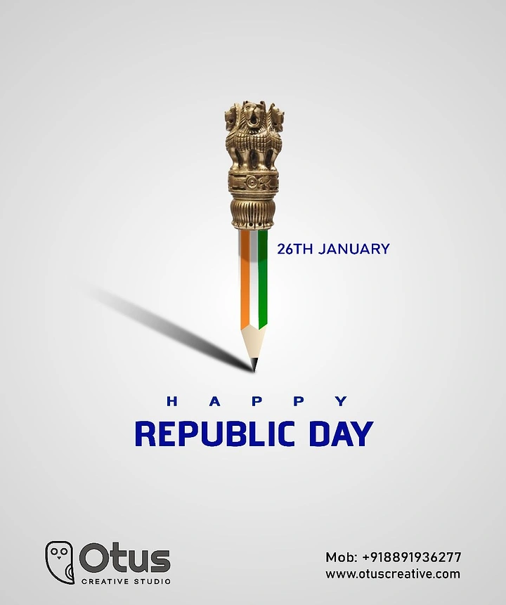 Republic Day creative ad: Pencil with a tricolour body and an Ashoka lion capital as its top