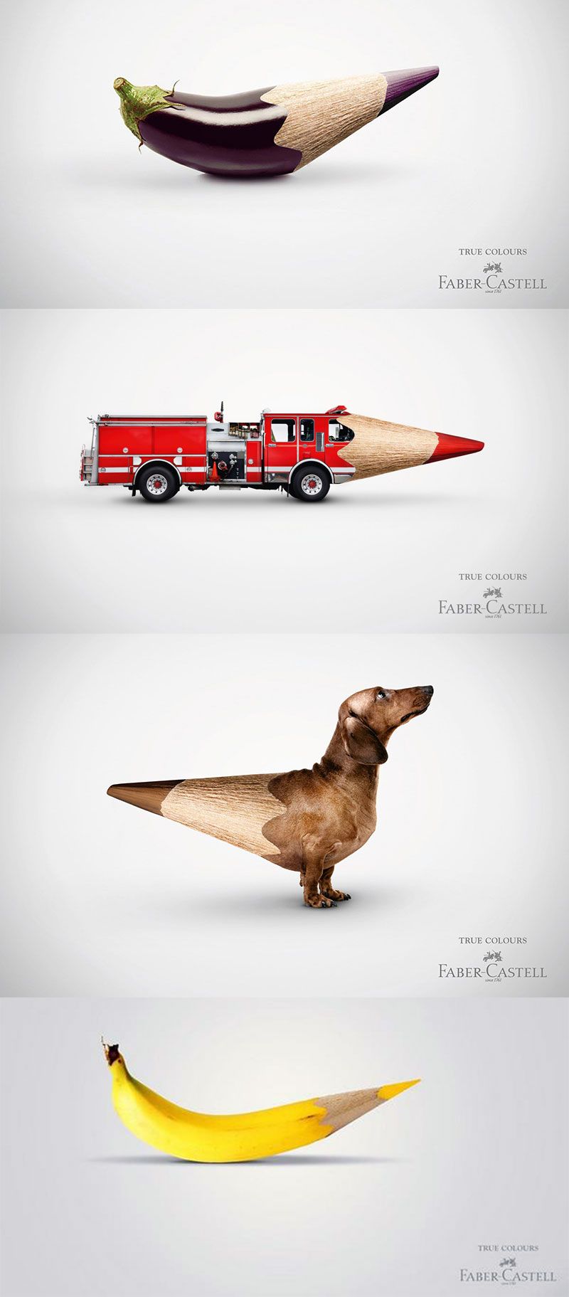 Carousel: Everyday objects morphing into sharpened colour pencils