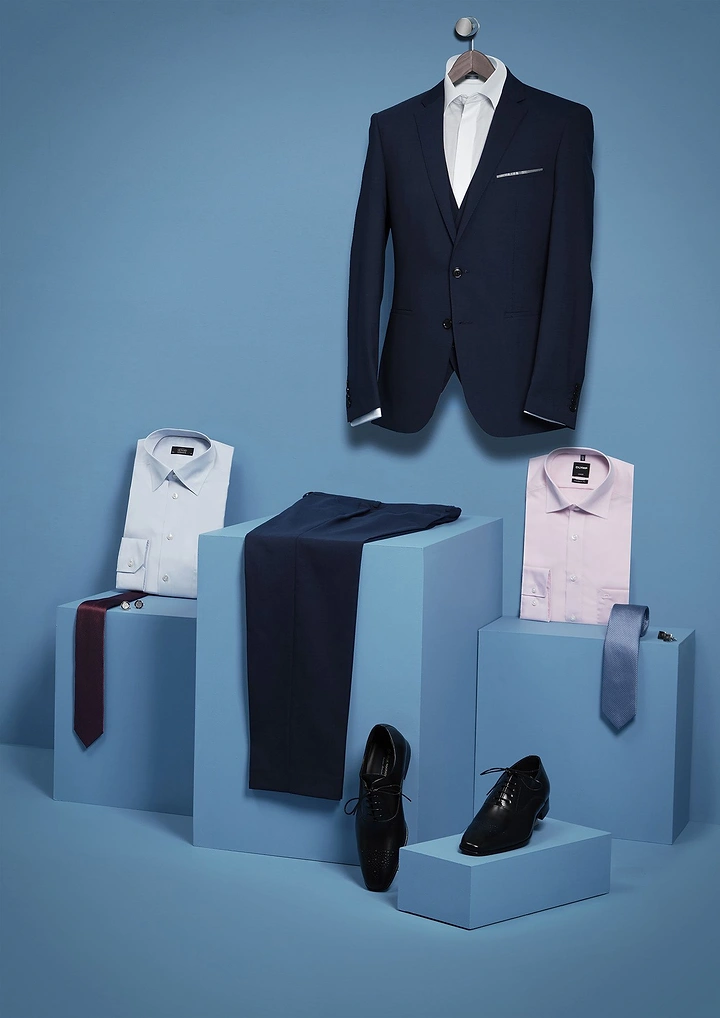 Men's Suits & Formal Wear creative ad: Premium boxed product presentation