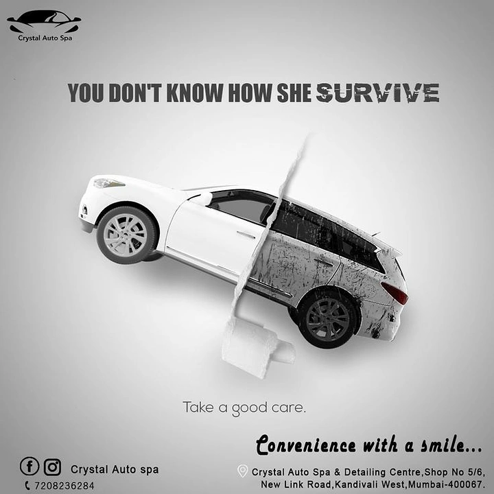 Car Wash & Detailing creative ad: Car peeled clean from dirty, witty copy