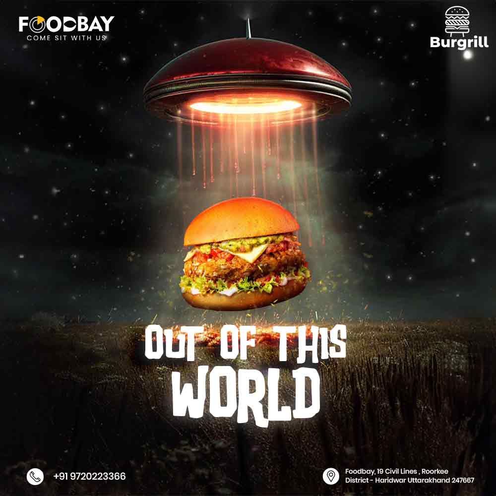 Instagram post: UFO abducting burger, out of this world
