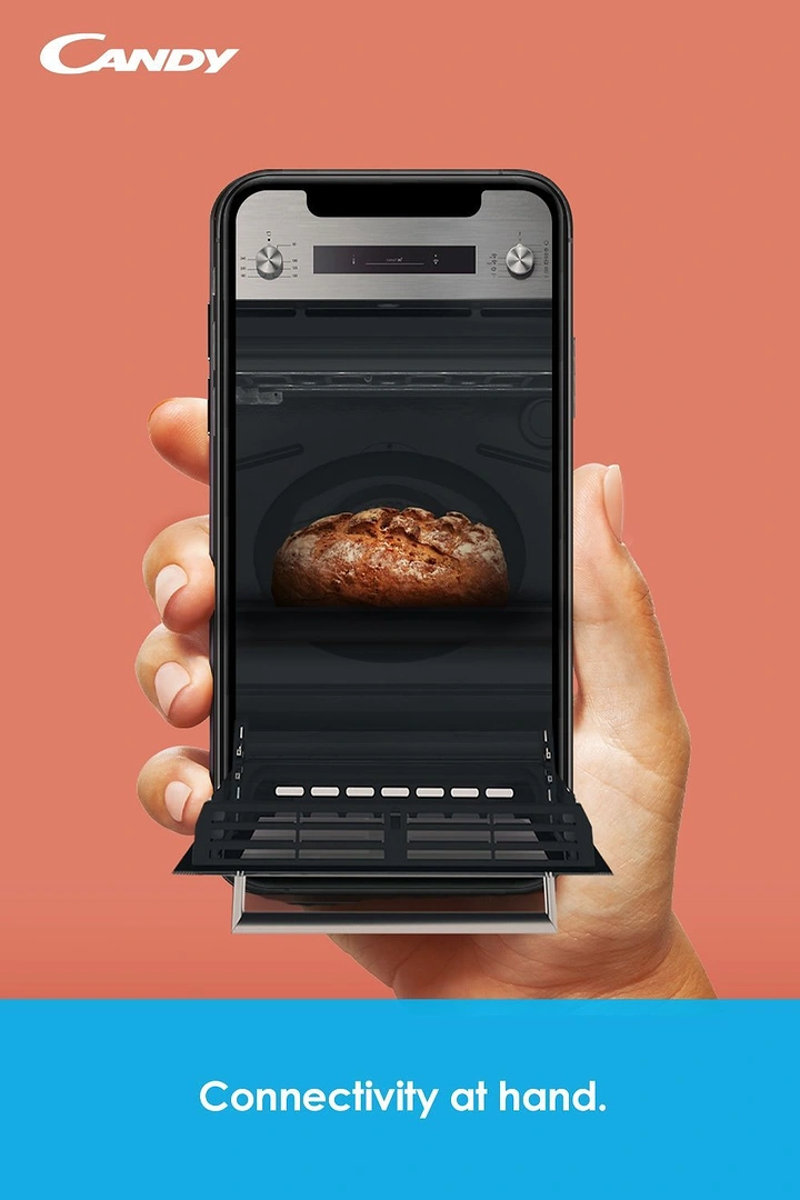Home Appliances creative ad: Phone becomes oven door, connectivity metaphor