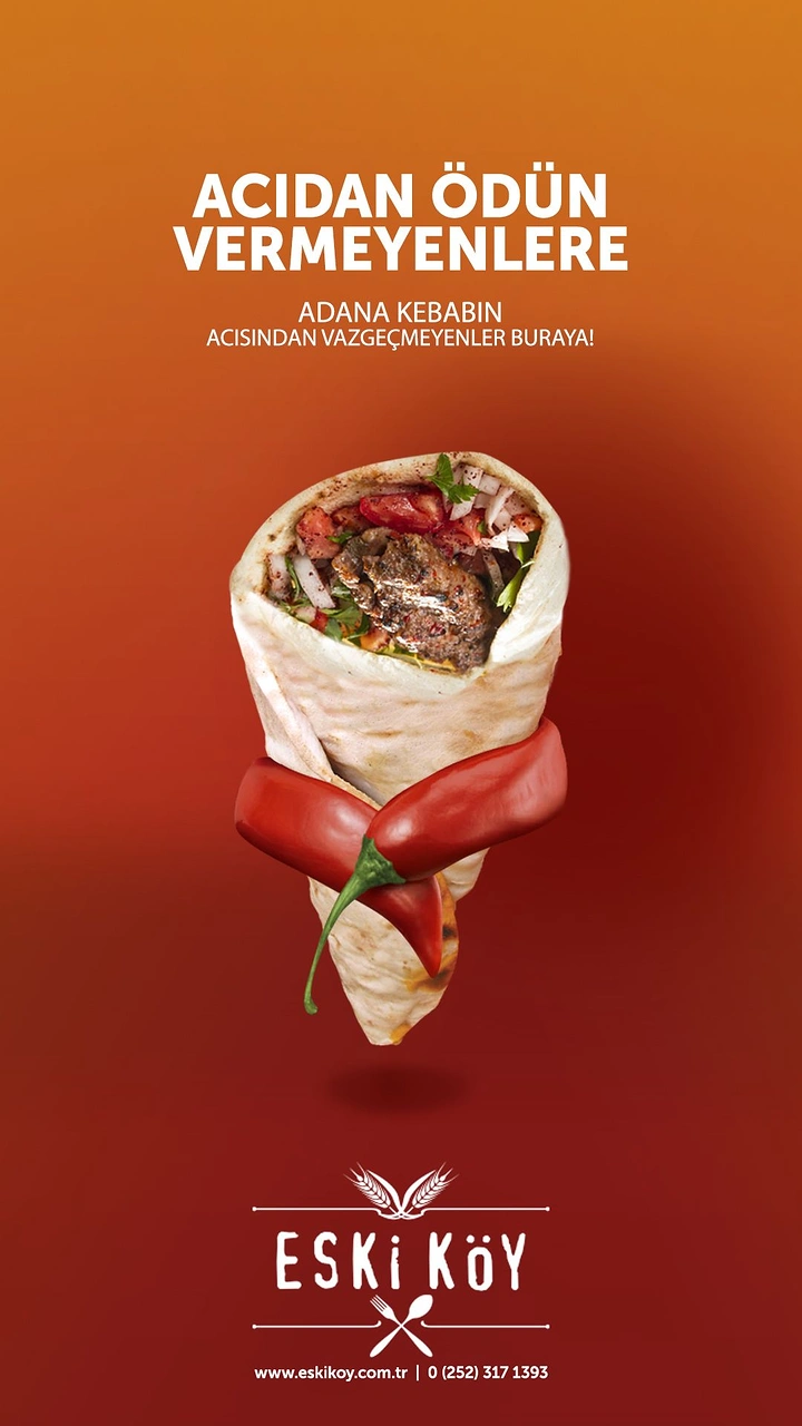 Arabic & Middle Eastern Restaurants creative ad: Wrap and chili create distinctive spicy metaphor