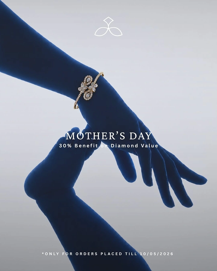 Mother's Day creative ad: Two deep-blue velvet arms, one wearing a diamond floral bangle