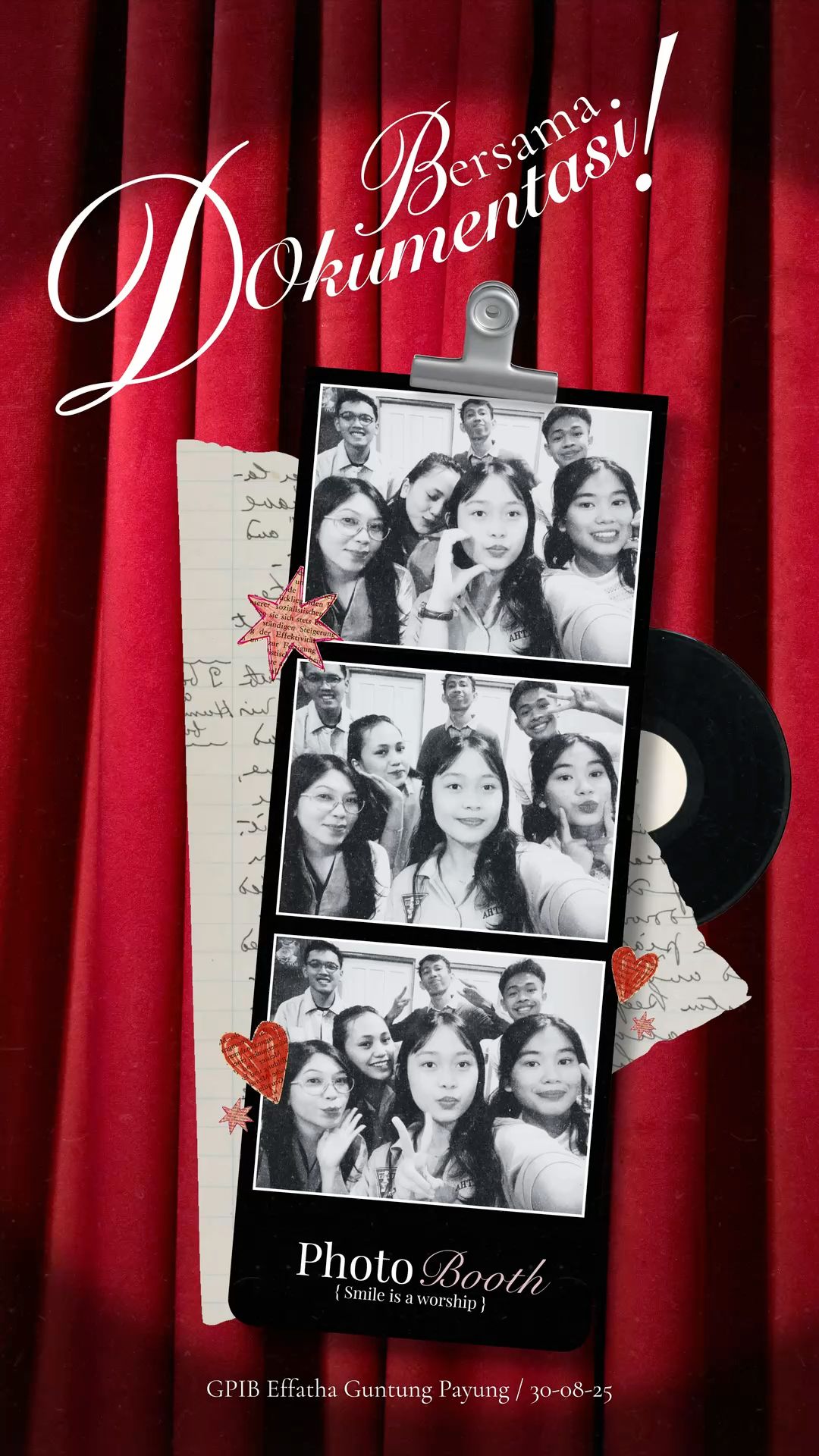 Story: Theatrical curtain and film-strip theme