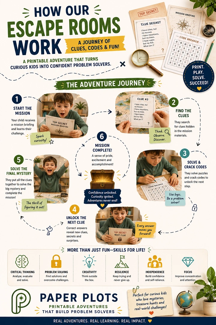 Escape Rooms creative ad: Escape-room journey mapped as adventure